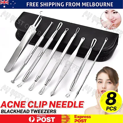 $6.49 • Buy 8PCS Acne Clip Needle Pimple Popper Extractor Remover Curved Blackhead Tweezers