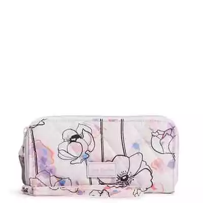 Vera Bradley Ultralight RFID Accordion Wristlet Anemone Watercolor Pink Wallet • $35.14