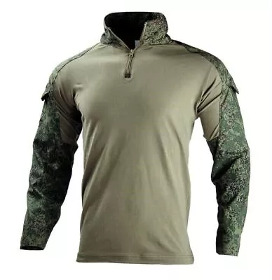 Men's Combat Shirt Long Sleeve Army Military Tactical Camouflage Casual T-Shirt • £22.67