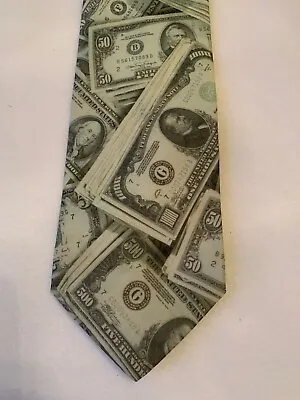 Ralph Marlon U S Money Tie Polyester Green 3 5/8” X 56” New • $18