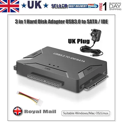 USB 3.0 To IDE & SATA Converter External Hard Drive Adapter Kit 2.5 /3.5  Cable • £21.84