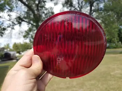 Vintage Red Glass Railroad Signal Lamp Lantern Convex Lens 5 1/2  Marked K  • $22.49