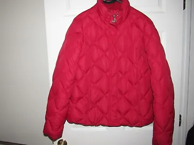 EDDIE BAUER Wms LT Large Tall Goose Down 700 Fill Jacket Red Burgundy Puffer • $24.99