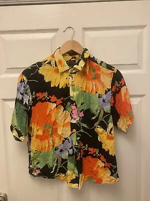 JAMS WORLD Vintage 1990s Hawaiian Floral Pattern Size Men’s S Missing Button • $49.99