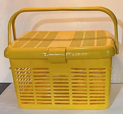 Vintage Mid Century Yellow Plastic Picnic Basket Pioneer 808 • $59.99