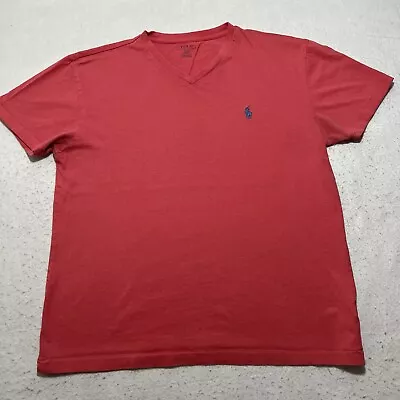 $12.74 • Buy Polo Ralph Lauren Men's Small V-Neck Short Sleeve Coral Pink T Shirt Blue Pony