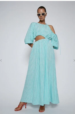 $255 • Buy Scanlan Theodore Gingham Draw Cord Dress- Size 10 Mint