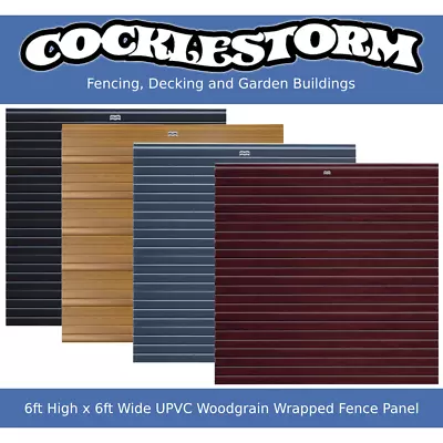 6ft High X 6ft Wide UPVC Plastic Woodgrain Wrapped Garden Fence Panel • £282