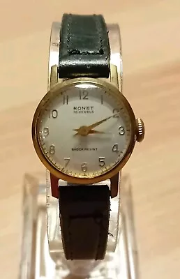 Vintage Ronet 1950's/60's 16 Jewel Gold Plated Watch. Spares Or Repair.  • £12.90