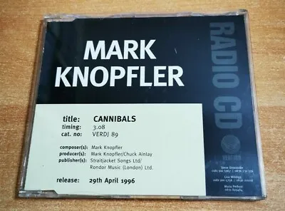 MARK KNOPFLER Cannibals DIRE STRAITS ULTRA RARE UK PROMO CD SINGLE 1996 VERDJ89 • $14.99
