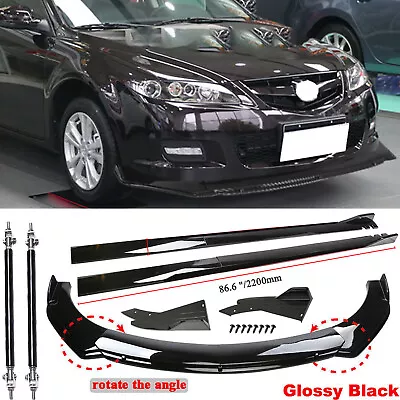 For Mazda 2 3 5 Front Bumper Lip Body Spoiler+Splitter Side+Skirt Strut Rod+ • $99.99