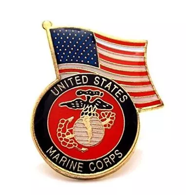 Wholesale Lot Of 12 Marine Corps With USA Flag Lapel Hat Cap Pin USA SHIP • $19.99