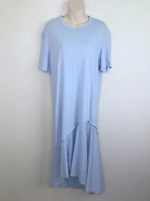 Bassike Midi Hilo Ruffle Hem T Shirt Dress Size 1 Light Blue Organic Cotton • $89