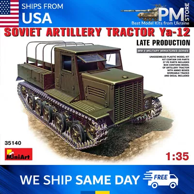 MINIART 35140 Soviet Artillery Tractor YA-12 Late Production Plastic Model 1/35 • $50.36