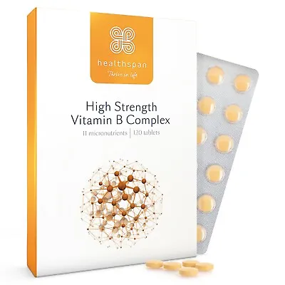 Healthspan High Strength Vitamin B Complex (120 Tablets) Brain & Heart Health • £11.99