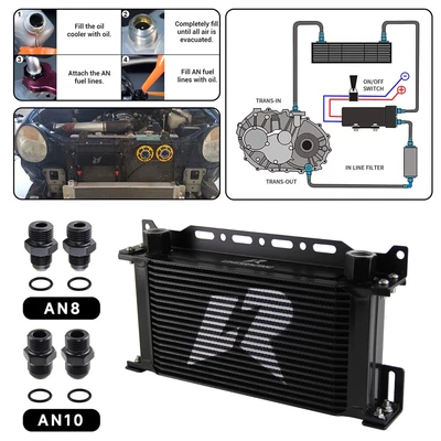 £70.20 • Buy Universal 19 Row G1/2  248mm Oil Cooler With 2PCS AN8 & A10 Fittings + Bracket 