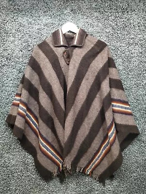 VTG Poncho Clint Eastwood Western Cowboy Adult Brown Striped Collared • $74.97