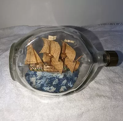 Vintage John Haig Dimple Scottish Whisky Bottle  Ship In A Bottle - No Ship Name • $23