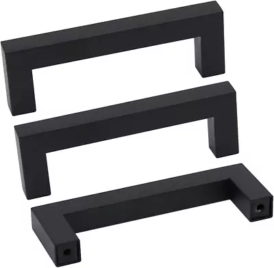 10 Pack Black Square Bar Cabinet Pull Drawer Handle Stainless Steel Modern Hardw • $27.31