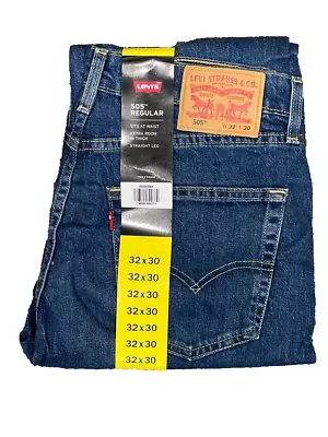 Levis® 505 Jeans Mens Straight Leg Regular Fit Wash Blue Denim Bottoms NEW • £36.99