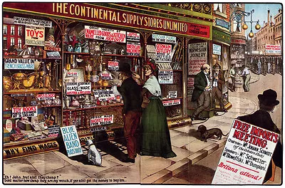 CONSEQUENCES OF FREE TRADE United Kingdom 1906 Political Propaganda Style Print • $6.49