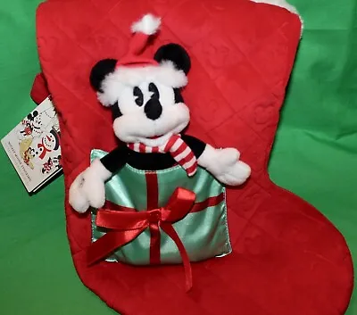 Disney Park Mickey Mouse Red 17  Christmas Stocking Plush Toy 3-dimentional New • $35.95