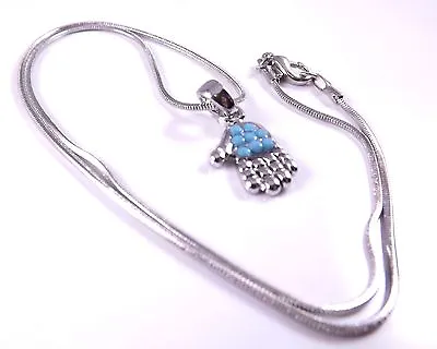 Hamsa Judaica Necklace Pendant Kabbalah Lucky / Evil Eye Hand Of Fatima Silver • £3.95
