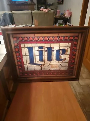 Sweet Rare Vintage 1984 Miller Lite Beer Stained Glass Look Light Up Sign • $39.99