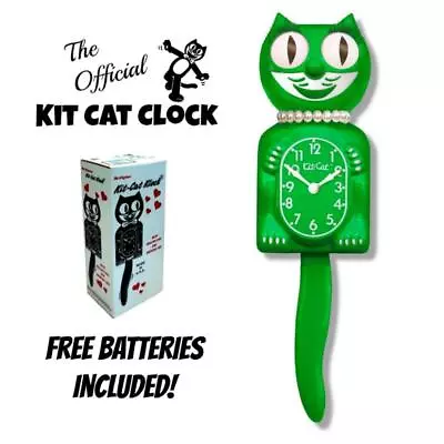 CLASSIC GREEN LADY KIT CAT CLOCK 15.5  Kit-Cat Klock NEW Free Battery USA MADE • $69.99