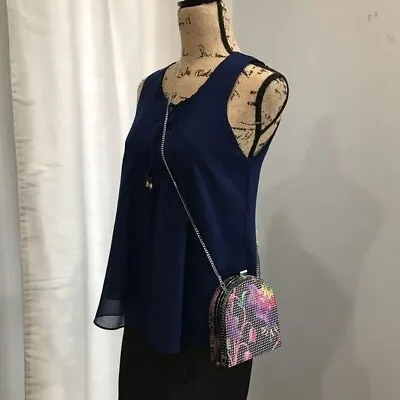 $51.27 • Buy Zara Studded Floral Clutch Crossbody Handbag Evening