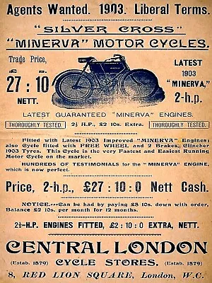 10964.Decor Poster.Room Wall.Vintage Interior Design.Early Minerva Motorcycle • $19