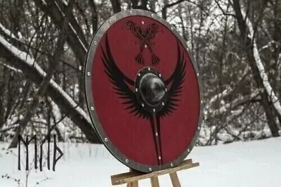 Viking Wooden Round Shield Armor 24  With Wooden Steel Medieval Shield LARP GIFT • $99.99