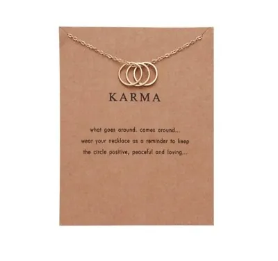 Karma Multi Ring Gold Necklace Friendship Family Zen Yoga Woman Lady Gift UK • £2.99