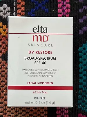 Elta MD UV Restore SPF 40 Facial Sunscreen .50oz/14g Travel Size NIB EXP 3/2025 • $14.50