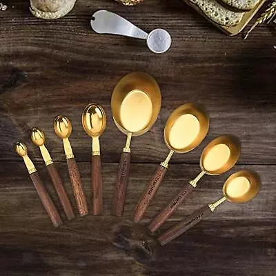 Measuring Cups And Spoons Set Wooden Handle Kitchen Utensils Measuring Spoons • £24.54