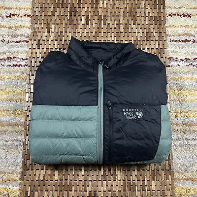 Mountain Hardwear Dynotherm Puffer Jacket Black Green Full Zip Insulated Men XL • $114.95