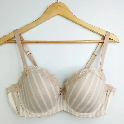 $22.50 • Buy City Chic Bra 18D Cream Boudoir Balconette Underwire Moulded Cup Lace Trim