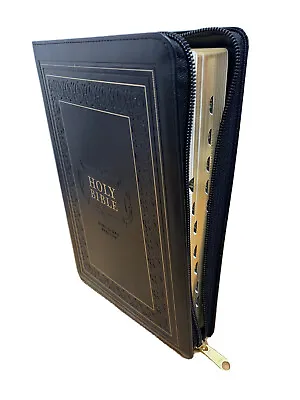 KJV Giant Print Full-Size Bible Black With Zipper Faux Leather Index 14 Point  • $67.74