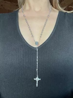 Deep Beauty And Meaning: 18K White Gold Rosary Necklace From The Vatican.  NWOT • $2000