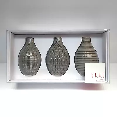 Elle Decor Ceramic Vases For Decorative Use - 5.25  Tall & 3.5  Wide Modern Gray • £23.39