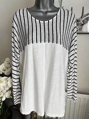 £29 • Buy Jaeger Lighweight Linen Jumper Long Sleeve Striped Top Size L Large