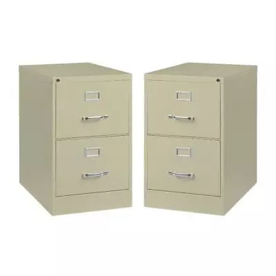 Home Square 2 Drawer Deep Metal Filing Cabinet Set In Putty (Set Of 2) • $432.47