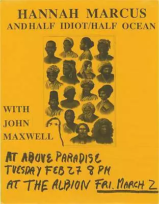 HANNAH MARUS AND HALF IDIOT HALF OCEAN WITH JOHN MAXWELL Original Flyer #159610 • $150