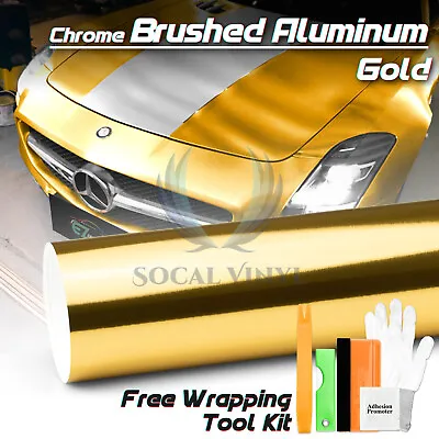 Chrome Aluminum Gold Vinyl Wrap Sticker Decal Sheet Film Air Release Bubble Free • $32