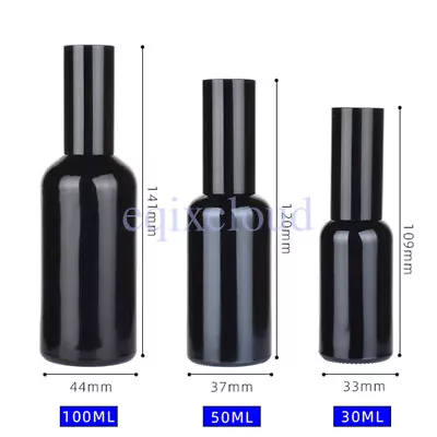 5ml 10ml 30ml 50ml 100ml Empty BLACK Glass Mist Pump Spray Bottles Cosmetics • £6.61