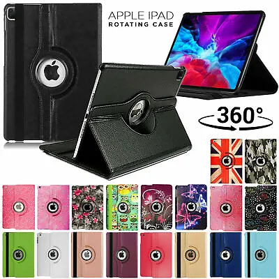 Leather 360 Rotating Smart Case Cover For IPad 8th 7th 6th 5th Air Mini 1 2 3 4 • £3.95