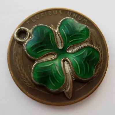 VINTAGE Sterling Enamel FOUR LEAF CLOVER Silver Bracelet Good Luck Charm • $25