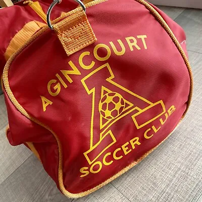 Vintage 80s Agincourt Soccer Club Duffle Gym Sling Bag Red Toronto Ontario  • $20.60