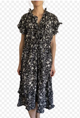 $40 • Buy Zimmermann Silk Black & White Printed Frill Dress Size 2