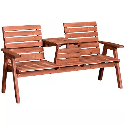 Garden Wooden Convertible 2-3 Seater Bench Companion Chair Loveseat W/Table • £122.65